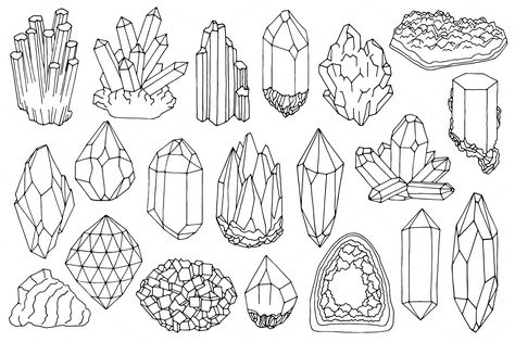 Watercolor crystals, minerals, gems by Just_create on @creativemarket Crystal Drawing, Bullet Journal Doodles, Journal Doodles, Bullet Journal Inspiration, Doodle Drawings, Art Journals, 그림 그리기, Runes, Drawing Inspiration