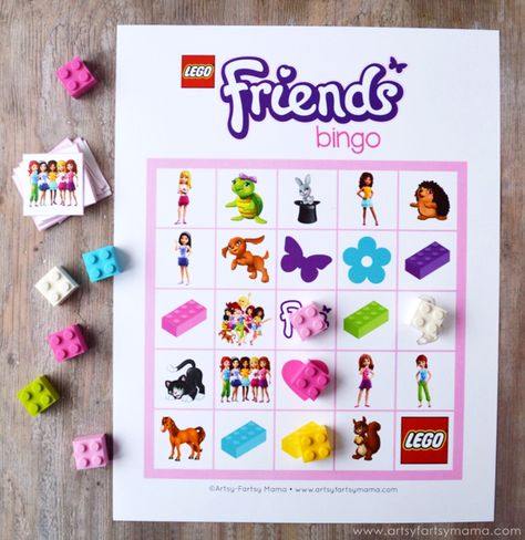 Free Printable LEGO Friends Bingo | artsy-fartsy mama Lego Friends Birthday Party Ideas, Lego Birthday Party Girl, Girl Lego Birthday Party, Lego Friends Ideas, Lego Girls Birthday Party, Lego Friends Cake, Girls Lego Party, Friends Bingo, Lego Friends Birthday Party