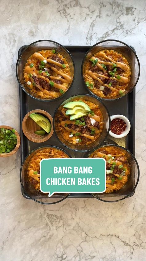 Oven Chicken Meal Prep, Bang Bang Chicken Bakes Stay Fit Mom, Stay Fit Mom Bang Bang Chicken Bake, Bang Bang Chicken Bake Meal Prep, Bang Bang Chicken Casserole, Oven Bake Meal Prep, Chicken Bake Meal Prep, Single Bowl Meal Prep, Bang Bang Chicken Meal Prep