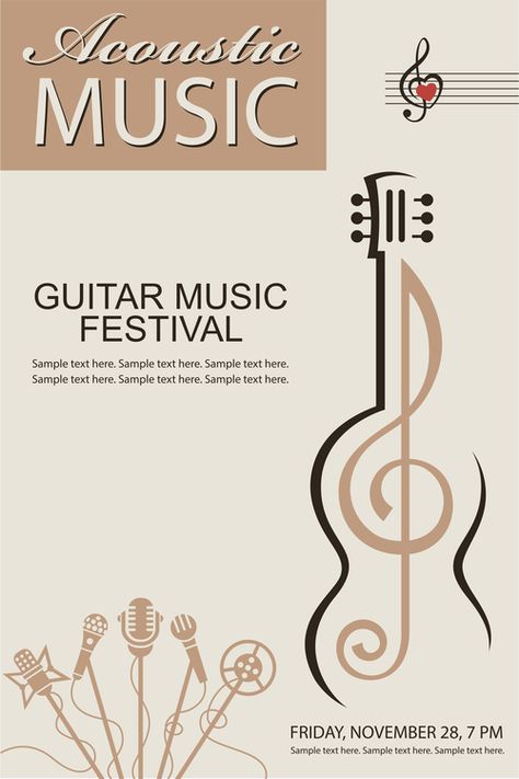 Music And The Brain, World Music Day, Concert Poster Design, Music Concert Posters, Music Poster Ideas, Guitar Acoustic, Jazz Poster, Music Festival Poster, Acoustic Music