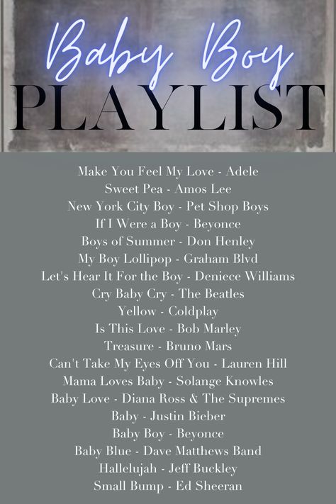 Baby Boy Baby Shower Playlist Gender Reveal Music Playlist, Gender Reveal Playlist, Planning A Baby Shower For A Boy, Baby Shower Music Playlist, Baby Shower Playlist Songs, Boy Babyshower Themes, Baby Boy Blue Shower Ideas, Baby Shower For Baby Boy, Baby Boy Themed Baby Shower Ideas