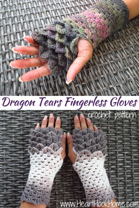 Dragon Tears Fingerless Gloves Crochet Pattern Crocheted Gloves, Gloves Crochet Pattern, Fingerless Gloves Crochet, Diy Tricot, Hantverk Diy, Gloves Crochet, Fingerless Gloves Crochet Pattern, Crochet Gloves Pattern, Crocodile Stitch