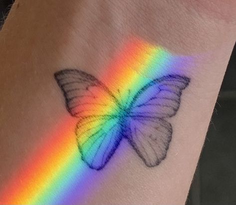 Rainbow Butterfly Tattoo, Pride Tattoo Ideas, Gay Pride Tattoos, Daughters Name Tattoo, Tattoo Kids, Rainbow Tattoo, Mama Tattoo, Pride Tattoo, Rainbow Tattoos