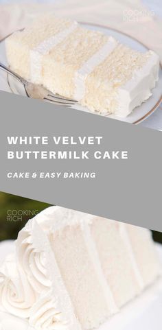 White Velvet Buttermilk Cake, White Velvet Cake, Mousse Au Chocolat Torte, White Velvet Cakes, Buttermilk Cake, Healthy Cake Recipes, Baking Desserts, Gateaux Cake, Healthy Cake