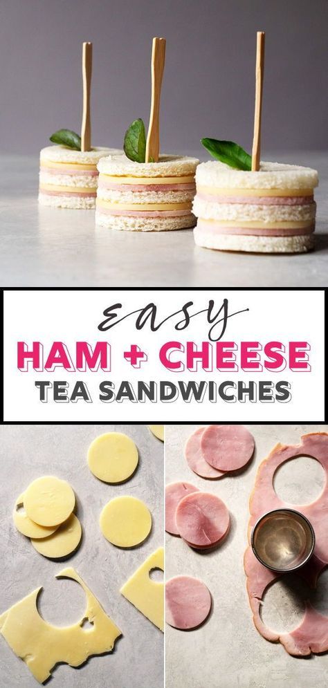 Cheese Tea Sandwiches, Kids Appetizers, Ham And Cheese Sandwiches, Cheese Tea, Appetizers Cheese, Tea Party Sandwiches, Easy Ham, Fingerfood Party, Party Sandwiches