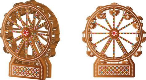 christmas gingerbread ferris wheel Ferris Wheel Gingerbread, Gingerbread Ferris Wheel, Gingerbread Carousel Template, Ferris Wheel Advent Calendar, Gingerbread Carousel, Christmas Ferris Wheel, Sweet Gingerbread, Gingerbread Creations, Gingerbread House Template