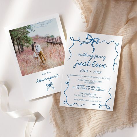 Wedding Announcement template, nothing fancy just love post elopement invitation, after wedding party quirky invite, photo template AA045 After Wedding Party, Nothing Fancy Just Love, Elopement Invitation, Date Photo, Wedding Announcement, Love Post, Save The Date Photos, Wedding 2025, Photo Invitations