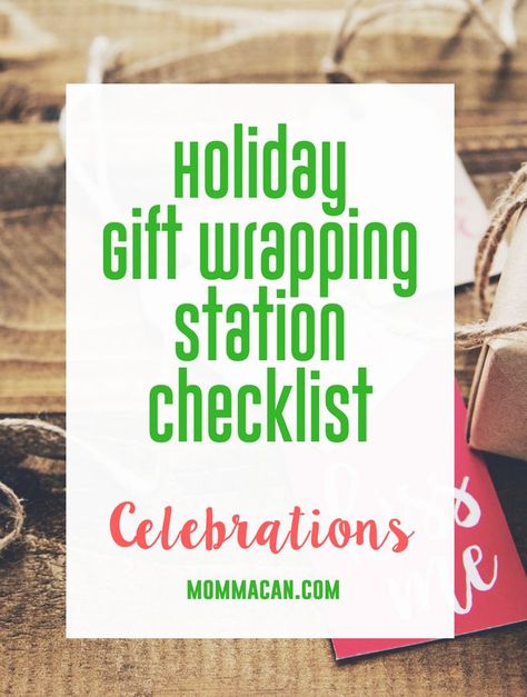 Holiday Gift Wrapping Station Checklist, grab this list to find out what items you need to successfully wrap gifts this holiday season. Retail Store Gift Wrapping Station, Gift Wrapping Service Flyer, Pto Activities, Gift Wrapping Business, Shipping Station, Pta Gifts, Christmas Jobs, Mom Crafts, Christmas Side