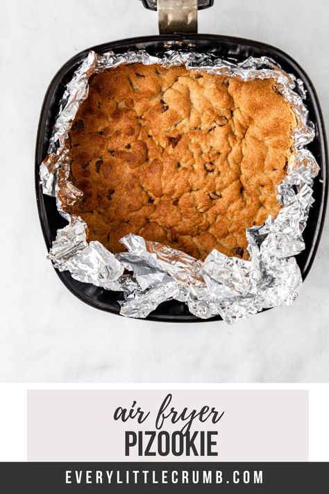 Air Fryer Pizookie, Pazookie In Air Fryer Recipe, Homemade Pazooki, Cookie In A Skillet, Homemade Pizookie, Pizookie Recipe, Crumb Recipe, Air Fried Food, Skillet Cookie