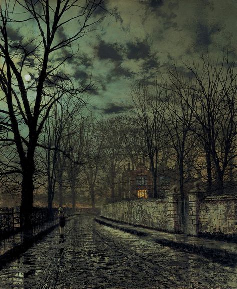 A Song at Twilight: Paintings of John Atkinson Grimshaw 1 – The Eclectic Light Company John Atkinson Grimshaw, Atkinson Grimshaw, November Wallpaper, 19 November, Moonlight Painting, Photographie Portrait Inspiration, Art Prints Online, Tableau Art, Pierre Auguste Renoir