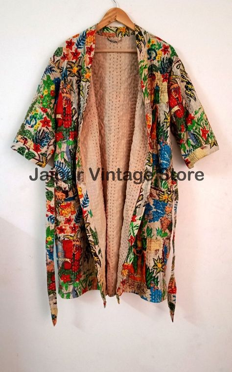 Quilted Jacket Women, Mode Kimono, Mode Hippie, Womens Quilted Jacket, Kantha Jacket, Boho Jacket, Mode Boho, Womens Jackets, Boho Kimono