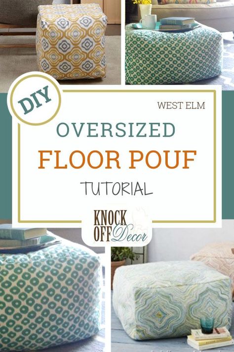 West Elm Diy, Syprosjekter For Nybegynnere, Diy Pouf, Diy Sy, Diy Ottoman, Hemma Diy, Chair Ideas, Floor Pouf, Floor Seating