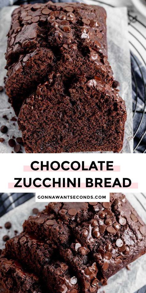 *NEW* My quick and easy Chocolate Zucchini Bread is super chocolatey, moist, and tender. Even your pickiest eaters will love this bread. #zucchinibread #chocolatebread Paleo Zucchini Bread, Double Chocolate Zucchini Bread, Chocolate Zucchini Bread, Dessert Breakfast, Shugary Sweets, Cloud Bread, Dessert Aux Fruits, Oreo Dessert, Chocolate Zucchini