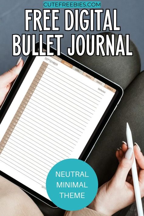 Free Digital Bullet Journal Template – Minimalist Theme - Cute Freebies For You Bullet Journal Templates Free Printables, Digital Journal Template Free, Digital Bullet Journal Template, Online Bullet Journal, Free Digital Journal, Free Bullet Journal Printables, Bullet Journal Templates, Bullet Journal Template, Free Printable Monthly Planner