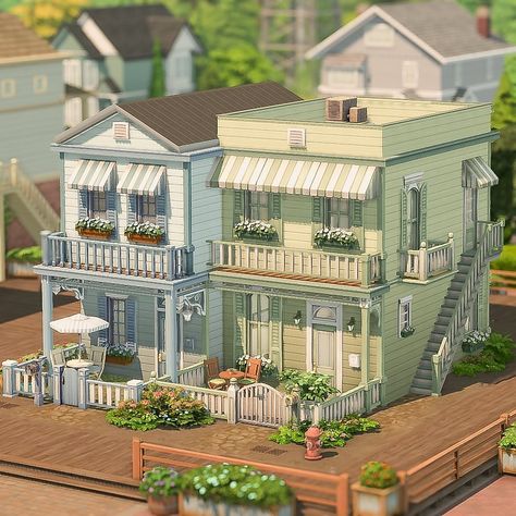 Pastel Townhouses 🎨 | noCC 🛠️Packs used: Base game #basegame 🏷️: @ea @thesims #sccregram #thesims #sims #eacreatornetwork… | Instagram Twin Room Sims 4, House Design Cute, Sims 4 Bgc House, Cute Base Game Sims, Cute Sims 4 Houses Base Game, Cottages Sims 4, Sims 2 Building Ideas, Sims House Ideas Base Game, Sims 4 Base Game Family House