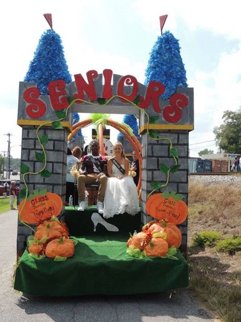 Cinderella Float Once Upon A Time Parade Float, Float Building Homecoming, Cinderella Homecoming Float, Fairytale Homecoming Float, Castle Parade Float, Fairytale Parade Float Ideas, Disney Floats Homecoming, Senior Float Ideas, Disney Parade Float