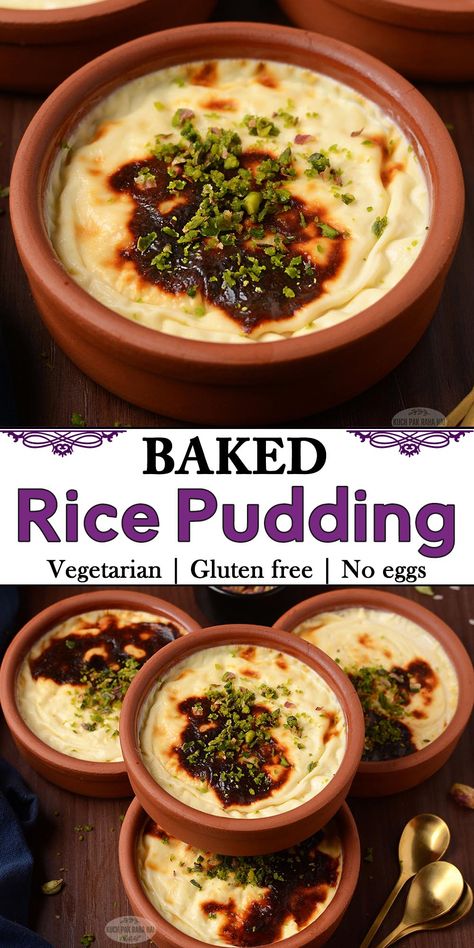 Baked Rice Pudding Indian Rice Pudding Recipe, Baked Rice Pudding With Cooked Rice, Vegan Baked Rice Pudding, Basmati Rice Pudding Recipes, Baked Rice Pudding With Meringue, Turkish Dessert, Indian Rice Pudding, Cottage Cheese Pasta, Indian Pudding