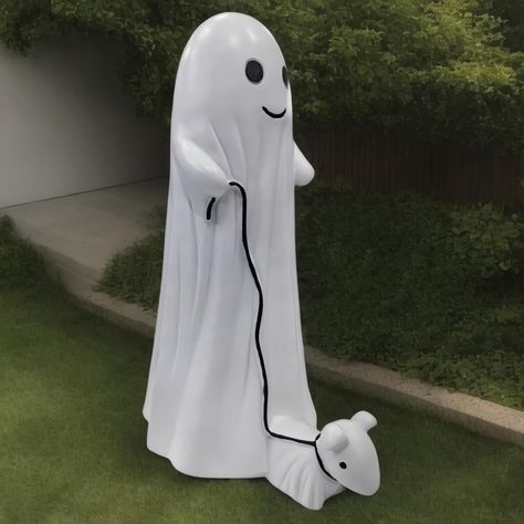 PRICES MAY VARY. Halloween Ghost Dog Walking Decoration: The Ghost Walking Dog Statue features an adorable ghost dog, meticulously handcrafted with attention to detail. Its blend of cuteness and spookiness makes it a delightful addition to any Halloween-themed decor, perfect for rustic, farmhouse, or cottage-style spaces, bookshelves, and displays. High-Quality Materials: Available in four sizes, this ghost dog statue is made from durable resin, ensuring it is both sturdy and resistant to wear. Halloween Lawn Decorations Outdoor, Dog Halloween Decorations, Halloween Garage Decorations Inside, Ghost Decorations For Halloween, Cute Halloween Decorations Outdoor, Front Porch Halloween Decor, Halloween Decor Inspiration, Ghost Walking Dog, Front Yard Halloween Decorations