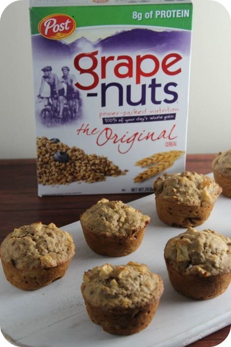 Spiced Apple Breakfast Muffins Made Healthy With Grape-Nuts #PMedia #PostWalgreens #Ad ~ https://cookinginstilettos.com Grapenuts Cereal Recipes, Grape Nuts Recipes, Apple Breakfast Muffins, Cereal Muffins, Breakfast Casserole Muffins, Grape Nuts Cereal, Natural Breakfast, Bread Brands, Breakfast Baking