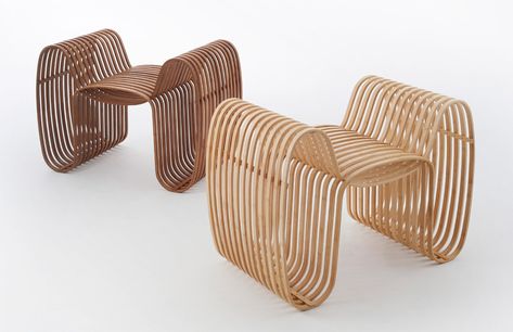 gridesign studio creates heat-bent bamboo bow tie chair Beauty Chair, Bamboo Chair, Wooden Chairs, Bamboo Furniture, Iconic Furniture, Wicker Decor, Objet Design, Modular Furniture, Beautiful Chair