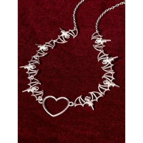 Trendy Silver Heart And Flying Bat Unisex Pendant Necklace - Length: Approximately 18" Without Extender; Approximately 20" With Extender Bat Choker, Double Strand Pearl Necklace, Cuban Necklace, Moon Necklace Silver, Large Pendant Necklace, Heart Decor, Beaded Pendant Necklace, Cameo Necklace, Silver 925 Necklace