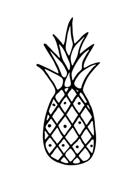 Pineapple symbol icon. Hand drawn black and white pineapple doodle Pineapple Doodle Art, Sunshine Branding, Pineapple Doodle, Pineapple Vector, Pine Apple, Doodle Doodle, White Pineapple, Pineapple Slices, Clipart Black And White