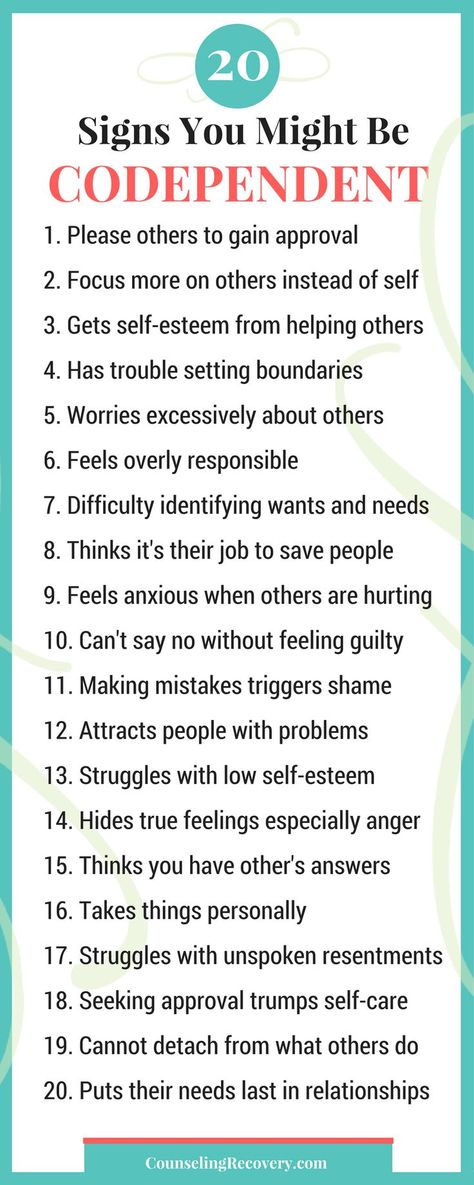 20 signs you may be codependent #growthmindset #emotionalintelligence Codependency Recovery, 12 Steps Recovery, Codependency Relationships, Celebrate Recovery, Marriage Tips, Relationship Problems, Mental And Emotional Health, Toxic Relationships, Emotional Health