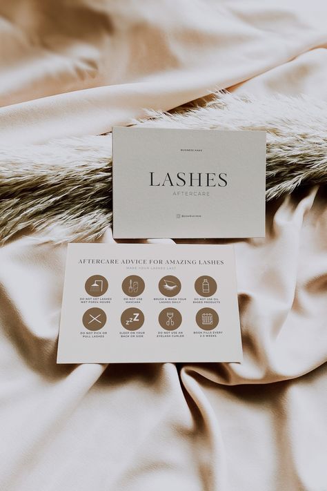 Lash Aftercare Card, Lash Instruction Cards , Brown Aftercare Eyelash Extension, Eyelash After Care,  Lash Card,Client Lash Care Card Beauty Business Owner, Eyelash Business Logo, Make Up Studio Ideas Salons Beauty Room, Lash Extensions Branding, Aftercare Lash Extensions Kit, Boho Lash Room Ideas, Lash Esthetic Beige, Lash Business Cards Ideas, Neutral Lash Room Aesthetic