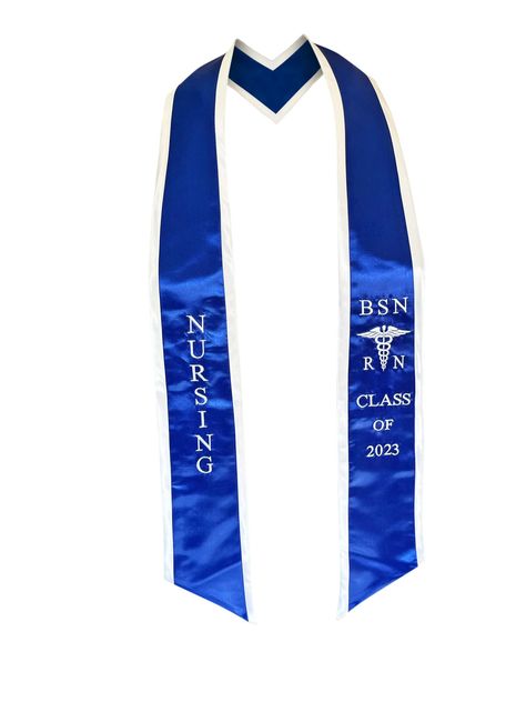 PRICES MAY VARY. Nursing Graduation Stole BSN-RN Stole Class Of 2023 【 Honor Earned 】- Perfect for college honor recognition, it has a convenient neck design so you can wear it easily, plus the back ends with arrow points, making it easy to hang on any hook It is an ideal accessory of your graduation uniform It will match with many graduation gown robes and caps 【 All Colors Available 】- Whether you're looking for a stole to match your college colors or want something unique; we have you covered Graduation Uniform, Sash Design, College Colors, Graduation Gown, Graduation Stole, Medical Logo, Branded Scarves, Class Of 2023, Nursing Graduation