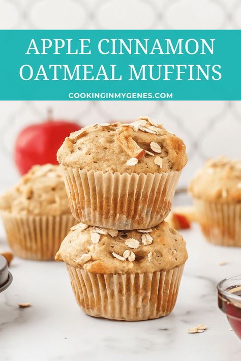 Apple Cinnamon Oatmeal Muffins made with wholesome ingredients like oats and apples, and naturally sweetened with maple syrup. Plus, a little protein boost from greek yogurt. Apple Cinnamon Oatmeal Muffins, Cinnamon Oatmeal Muffins, Cinnamon Cake Recipes, Apple Oatmeal Muffins, Maple Oatmeal, Greek Yogurt Muffins, Apple Cinnamon Cake, Yogurt Muffins, Apple Cinnamon Oatmeal