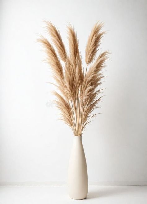 Tan vase with feathers and pampas on it royalty free stock image Pampas Grass Vase Arrangement, Vase With Feathers, Running Decorations, Vase With Pampas, Tan Vase, Accessories Minimal, Pampas Grass Vase, Cortaderia Selloana, Pampas Gras