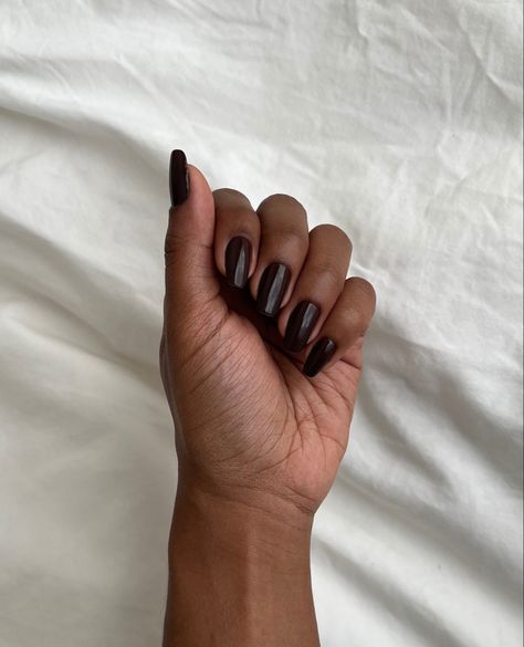 Brown Nails Square, Dark Chocolate Nails, Minimalist Fall Nails, Chocolate Brown Nails, Mocha Nails, Chocolate Nails, Real Nails, Nail Goals, Dark Red Brown