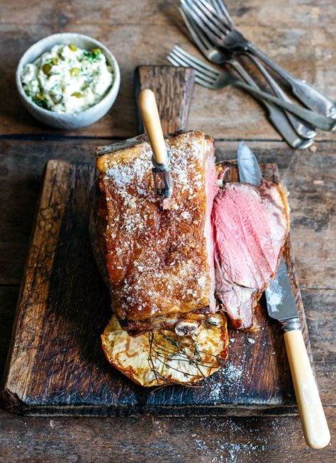 The Ultimate Beef Rib Eye with Horseradish Cream | dish » Dish Magazine Roast Meat Recipes, Dish Magazine, Beef Rib, Roast Meat, Horseradish Cream, Winter Dishes, Good Pie, Rib Eye, Potato Gratin