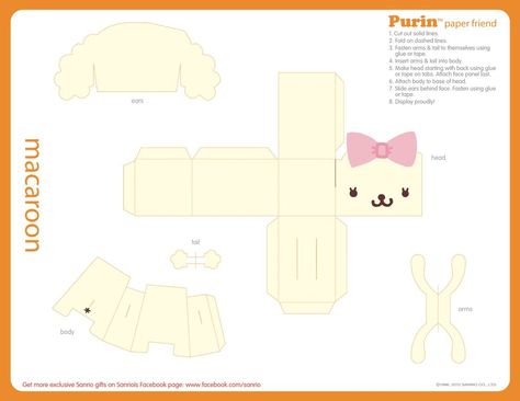 POMPOMPURIN Macaroon Printable Paper Friend Pompompurin Paper Doll, Pompompurin Printable, Pompompurin Macaroon, Sanrio Papercraft, Sanrio Paper, Papercraft Templates Printables, Paper Doll Printable Templates, Hello Kitty Printables, Hello Kitty Crafts