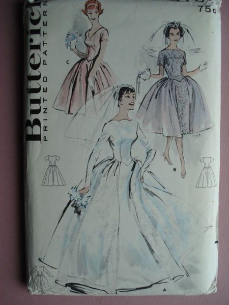 Butterick 8704 Bridal Dress Patterns, Vintage Wedding Dress Pattern, 1950 Wedding, Gown Patterns, Wedding Gown Patterns, Bridal Sewing Patterns, Wedding Dress Pattern, Old Wedding Dresses, Wedding Dresses 50s