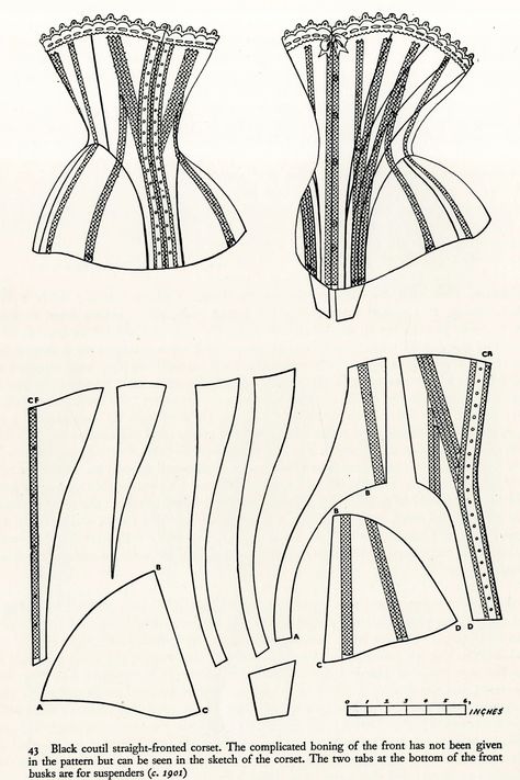 Corset with complicated boning of front 19th Century Corset, Corset Pattern Drafting, Pola Korset, Types Of Clothing, Edwardian Corsets, Corset Sewing Pattern, Victorian Corset, Corset Pattern, Corset Fashion