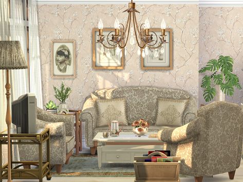 Sims 4 Vintage Cc Furniture, Parisian Sofa, Sims 4 Vintage Glamour, 60s Living Room, 1930s Furniture, Antique Living Room, Living Room Sims 4, Sims 4 Cc Furniture Living Rooms, Vintage Style Furniture