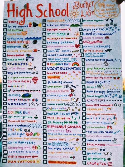 Summer Bucklist Poster, Teen Bucket List High Schools, Summer Bucket List Poster Ideas, Middle School Bucket List, Bucketlist Ideas 2024, School Year Bucket List, 100 Things To Do This Summer, Summer Bucket List Poster Board, Crazy Summer Bucket List