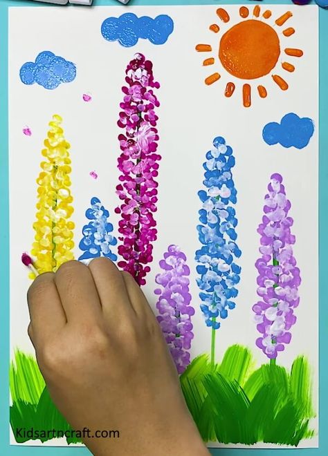 Colorful Trees Painting – Step by Step Tutorial - Kids Art & Craft Colorful Tree Painting, Learn To Draw Flowers, Finger Painting For Kids, Finger Paint Art, How To Mix Colors, Painting Step By Step, Spring Art Projects, Fingerprint Art, Trees Painting