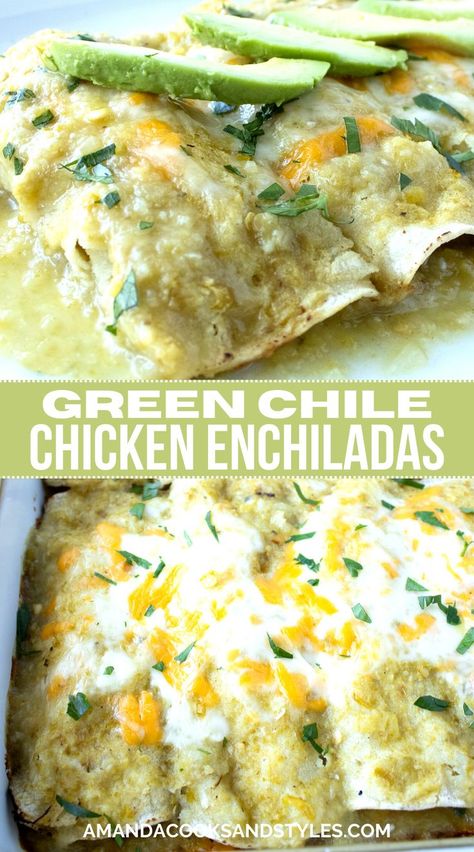 Healthy Green Chili Chicken Enchiladas, Recipes With Green Enchilada Sauce, Chicken Enchiladas Green Sauce, Green Enchilada Sauce Recipe, Chicken Enchiladas With Green Sauce, Healthy Enchiladas, Green Enchilada Recipe, Green Chili Chicken Enchiladas, Green Chicken Enchiladas