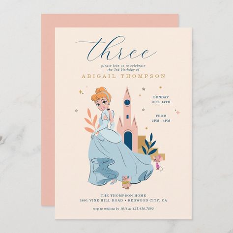 Disney Princess Cinderella Pink Birthday Invitation Cinderella Invitations, Cinderella Birthday Party, Princess Invitations, 16th Birthday Invitations, 21st Birthday Invitations, Disney Princess Birthday, Cinderella Birthday, Unicorn Birthday Invitations, Card Inspo