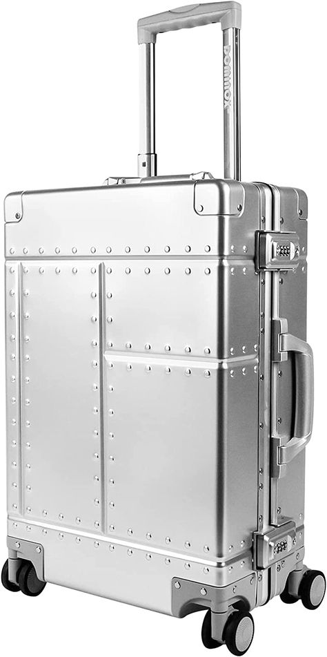 DOMINOX Aluminum Carry on Luggage, 20 Inch Cabin Suitcase,Lightweight Hardshell Aluminum Frame Suitcase with TSA Lock, Silent 360° Spinner Wheels Suitcase for Travel No Zipper Luggage Checked like Rimowa #rimowa #dupe #suitcase #hardshell #luggage #silver Hardshell Luggage, Hard Shell Luggage, Cabin Suitcase, Large Suitcase, Checked Luggage, Carry On Luggage, Aluminum Frame, Carry On, Cabin