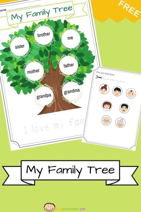 My Family Tree Craft Preschool, Family Tree Preschool Crafts, Family Tree Worksheet Free Printable, Family Tree Art For Kids, Family Tree Activity Preschool, Family Tree Worksheet For Kids, Family Tree Activity For Kids, Family Tree For Preschool, Family Worksheets For Kids Kindergarten