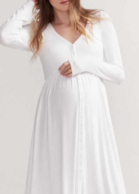 The Softest Rib Nursing Dress – HATCH Collection Nursing Friendly Fitted Maternity Dress For Loungewear, Fitted Nursing Friendly Maternity Dress For Loungewear, Ribbed Maternity Dress For Spring, Postpartum Dresses, Feeding Dresses, Maternity Dress Outfits, Cute Maternity Dresses, Ribbed Knit Fabric, Delivery Gown