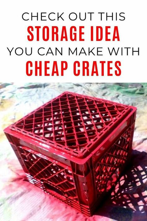 Are toys taking over your home? Check out this cute toy storage stool idea for your living room or small spaces. You can get these cheap crates from craigslist and color them to match your playroom colors, or use it as a stool in your kids bedroom. #diy #toystorage #cheap Cute Toy Storage, Playroom Colors, Milk Crates Diy, Crate Stools, Kids Bedroom Diy, Plastic Milk Crates, Crate Crafts, Recycling Crafts, Diy Toy Storage