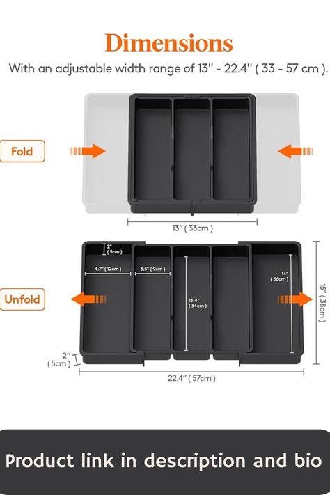 Say goodbye to messy kitchen drawers! The Lifewit Expandable Utensil Organizer adjusts to fit your drawer, offering a stylish and functional way to keep your cutlery, spatulas, and kitchen tools neatly stored. Perfect for any kitchen size, this sleek black organizer is the ultimate space-saving solution. Add a touch of organization to your kitchen today! 📐✨  Pin now for inspiration and get your kitchen in order!#KitchenOrganization #DrawerStorage #UtensilOrganizer #ExpandableTray Utensil Drawer Organizer, Storage Divider, Cutlery Organizer, Utensil Drawer Organization, Utensil Organizer, Utensil Tray, Flatware Holder, Organizer For Kitchen, Utensil Drawer