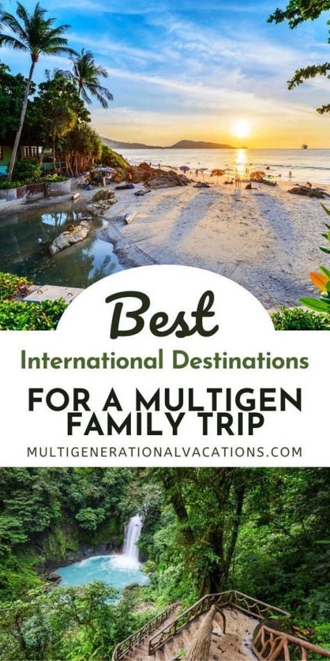 If you are planning a large family trip and have no idea where to go on a multigen family vacation, we have ideas around the world. Here are some of the places travelers recommend as the best family holiday destinations in the world. - Multigenerational Vacations Dream Family Vacation, Best Vacations For Families, Extended Family Vacation Ideas, Family Trip Ideas Destinations, Family Destination Vacation, Cousin Trip Ideas, Usa Family Vacation Ideas, Out Of The Country Vacation, Vacation Ideas Family