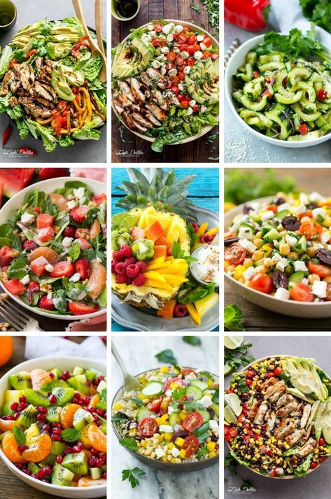 Healthy salad recipes including chicken salads, cucumber salads and quinoa salads. Salads Cucumber, Salad Low Calorie, Types Of Salads, Salad Chopped, Quinoa Salads, Cucumber Salads, Salad Recipes Healthy, Low Calorie Salad, Chicken Salads