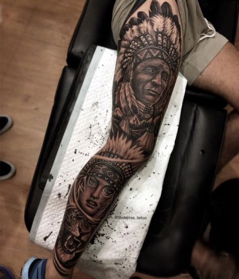 Indian Tattoo Design, Tattoo Homme, Mangas Tattoo, Native American Tattoo, American Indian Tattoos, Full Leg Tattoos, Native American Tattoos, Native Tattoos, Tattoo Leg