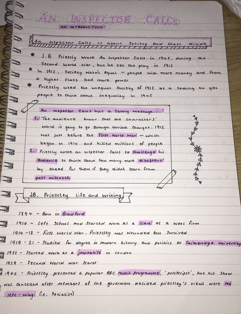 Revision Notes An Inspector Calls, School Notes Layout English, Cute Introduction Ideas, Clear Post It Notes Aesthetic, Interactive Notes Ideas, Study Sheet Ideas, Grade 9 English Notes, Food Tech Revision Notes, Study Sheet Aesthetic